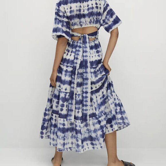 Mango Tie-Dye Print Open Back Dress | Size M - Picture 2 of 9
